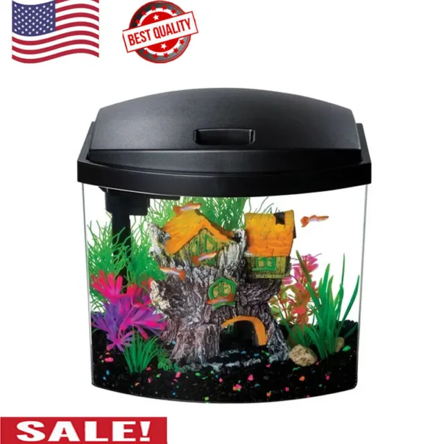 2.5 Gal Aquatic Starter Kit Fish Tank Aquarium w/ Power Filter Clear Acrylic