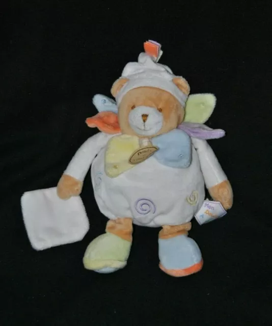 Peluche ours mouchoir DOUDOU ET COMPAGNIE blanc pétales spirales 17 cm NEUF