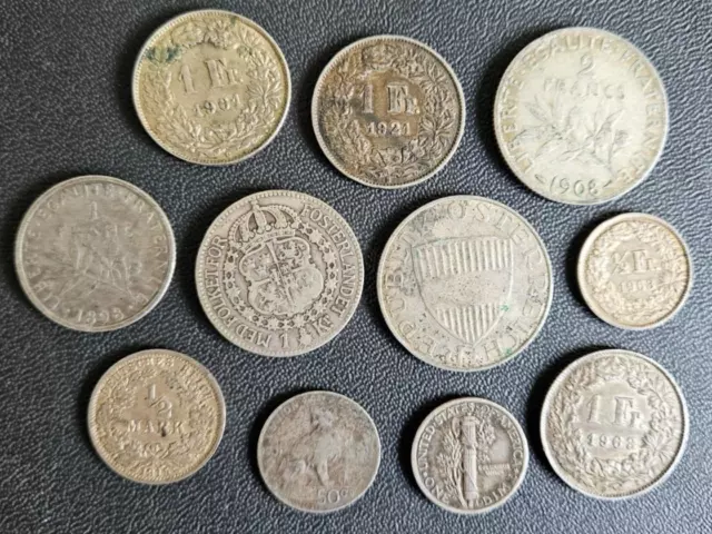 Worl Coins Silver - Lot De 11 Monnaies Differents Pays Argent.