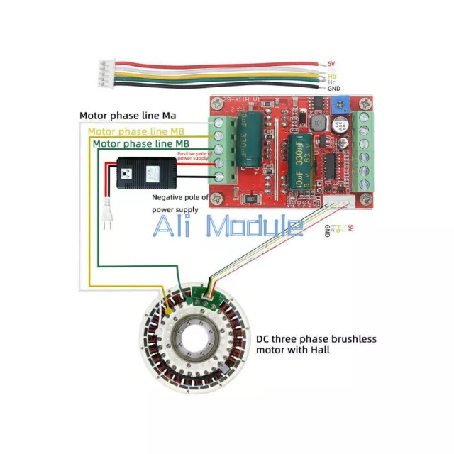 400 W 6-60 V BLDC 3 fasi DC controller motore brushless PWM Hall controllo motore