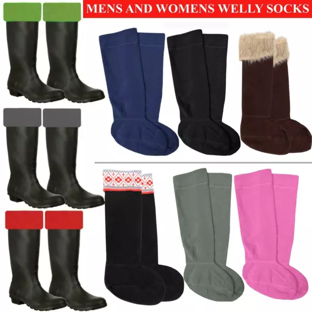 Mens Womens Welly Socks Thermal Wellington Boot Wellie Liners Fishing Hiking