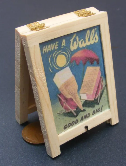 Ice Cream Advertising Tumdee 1:12 Scale Dolls House Pub Cafe Wood Sandwich Board