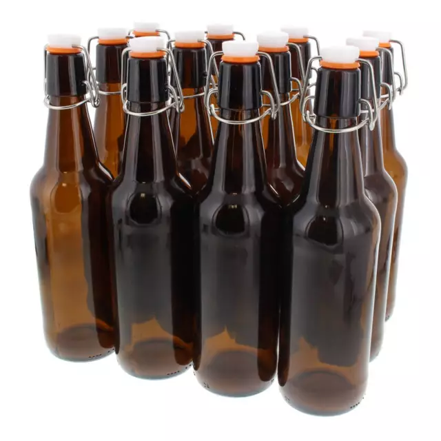 Amber Glass Flip Top Beer Bottles Brand New 500ml Box of 12 Home Brew