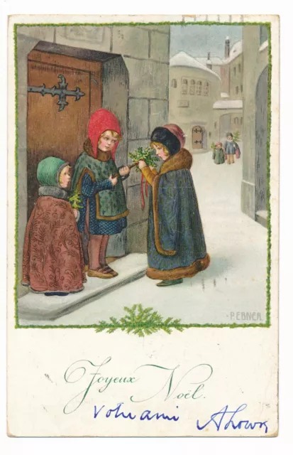 CPA - Illustrateur Pauli EBNER M.M. VIENNE N° 1268 Trois enfants Joyeux Noël