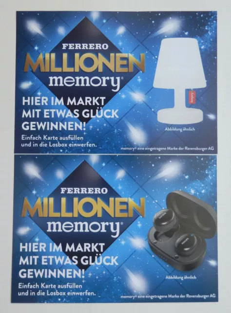 Gewinnspielkarten Teilnahmekarten Millionen Memory Ferrero 2020