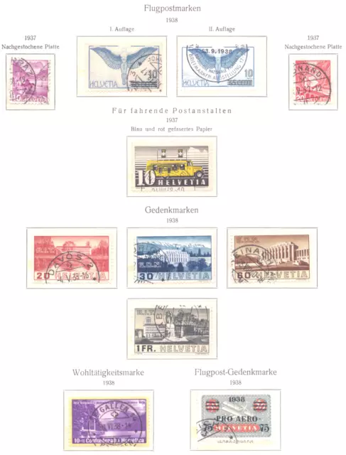 Schweiz, 1937/38, Pro Juventute, Flugpost, Symbole, aus Mi 311 - 330, 120 Euro+