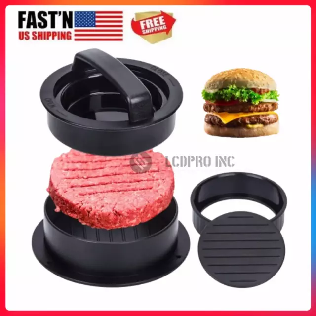 Non Stick Stuffed Burger Press Hamburger Patty Molds Maker Sliders BBQ 3 IN 1 US