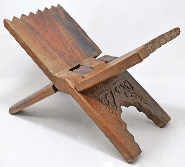 Ancien en Bois Quran Livre Support Original Ancien Main Artisanal