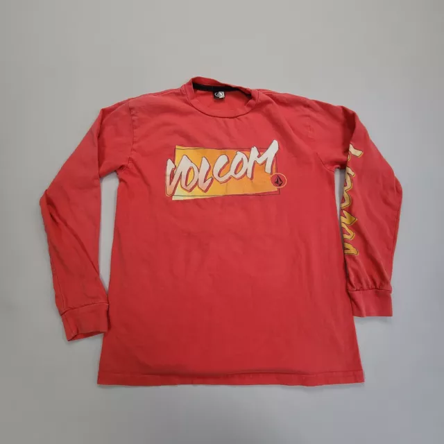 Volcom Shirt Boys Medium Orange Red Skate and Surf Casual Big Kids Youth