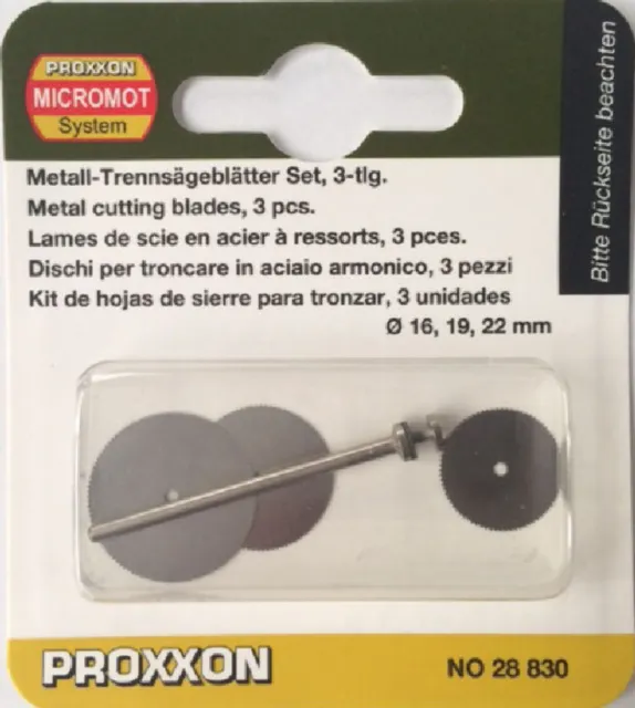 Proxxon 28830 Spring Steel Cutting Blades Pk of 3 16 19 22mm Diameter 477601