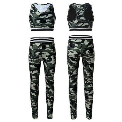 Kids Girls Sportswear Tracksuits Outfits Racer Back Tank Tops with Leggings Set