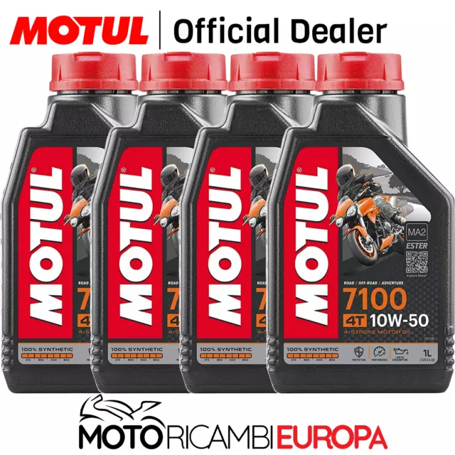 4 Litri Lt Olio Motore 4T Motul 7100 10W50 100% Sintetico 4 Litri Sae 10W50