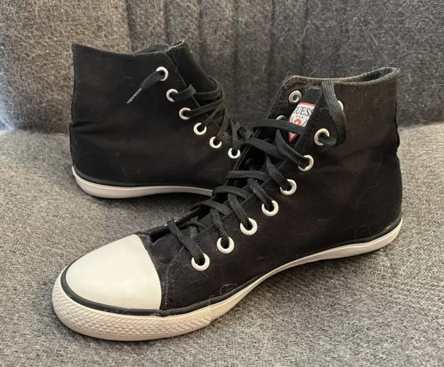 Guess Men’s Black/White High Top Canvas Sneakers Size 8
