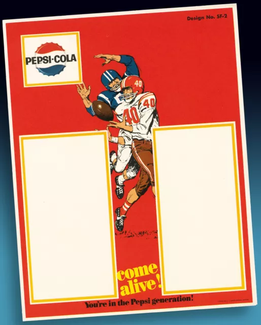 Pepsi Cola | Altes Football Highschool Sample Sheet 1965 Seltenes Bestellmuster!