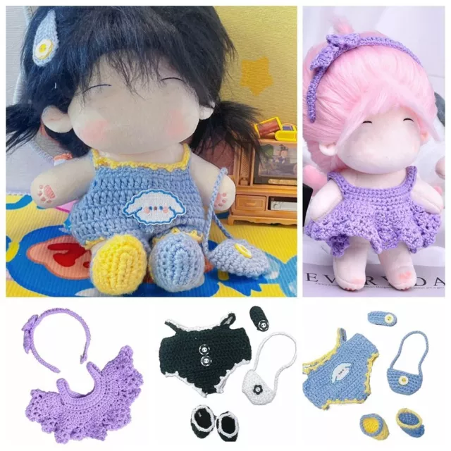 Hand Crochet Hairband Suspender Suit 20cm Overall Jumpsuit Doll Clothes  Toy