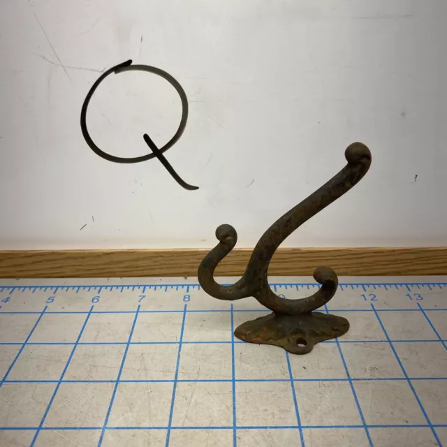 Vintage Iron Victorian Eastlake Hat Coat Hook 2 Prong