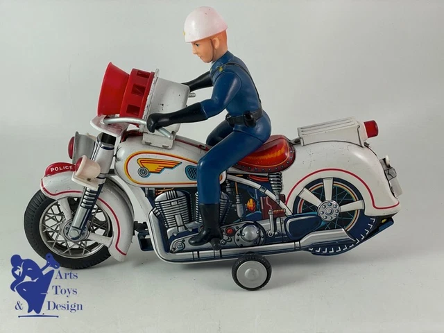 Jouet Ancien Modern Toys Tm Masudaya Japon Moto Police Sirene 29Cm Vers 1960