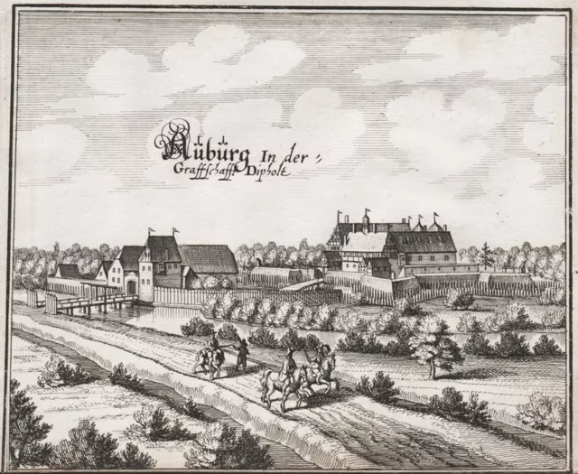 Auburg Wagenfeld Diepholz Basse-Saxe Gravure sur Cuivre Merian 1650