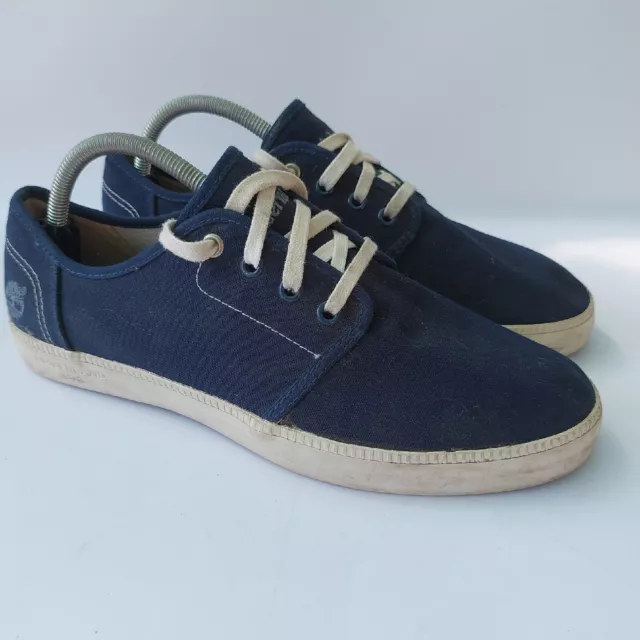 Timberland Mens Canvas Shoes Navy Blue Size UK 8 A18DG. Used