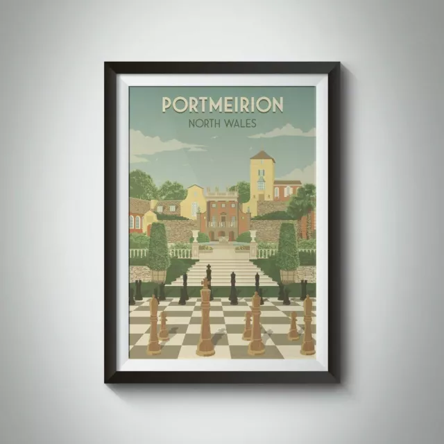 Portmeirion North Wales Travel Poster - Framed - Vintage - Bucket List Prints