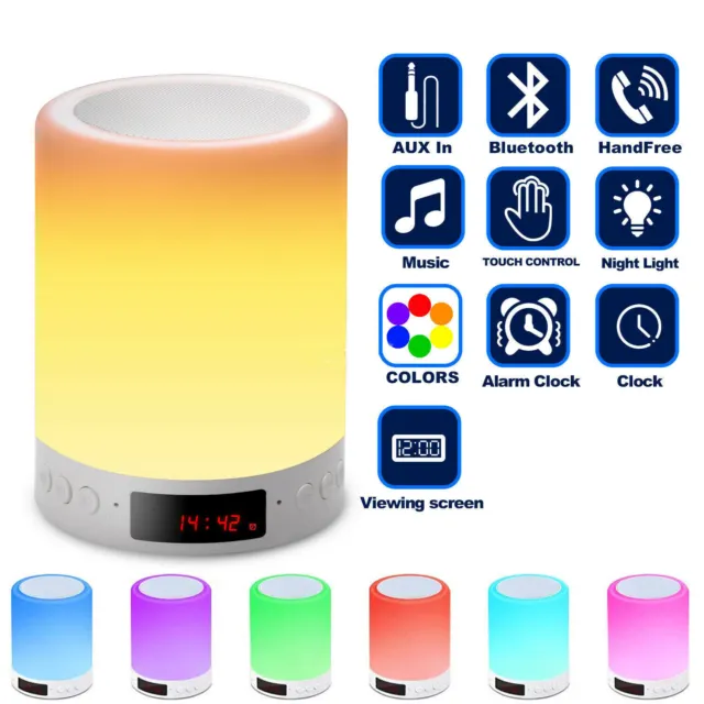 Dimmbar LED Nachttischlampe Touch Kinder Nachtlicht RGB Tischlampe Lautsprecher