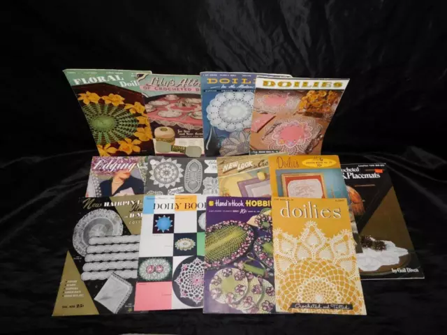 Vintage Lot 13 Doily Crochet Pattern Books Doilies Lily Hairpin Lace Ruffled