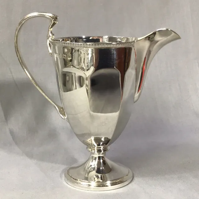 1916 Solid Silver Beaded Edge Pedestal Cream Jug By Mappin & Webb Ltd. 95.21g.