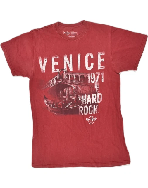 T-shirt Hard Rock Cafe Uomo Venezia Grafica Top Rosso Medio Cotone ZV08