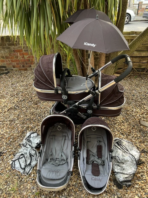 icandy peach double pram and cots