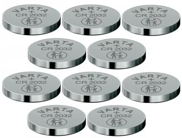 10x VARTA CR2032 Lithium Knopfzellen | 3V 230 mAh | CR 2032 Batterie | 10 Stk