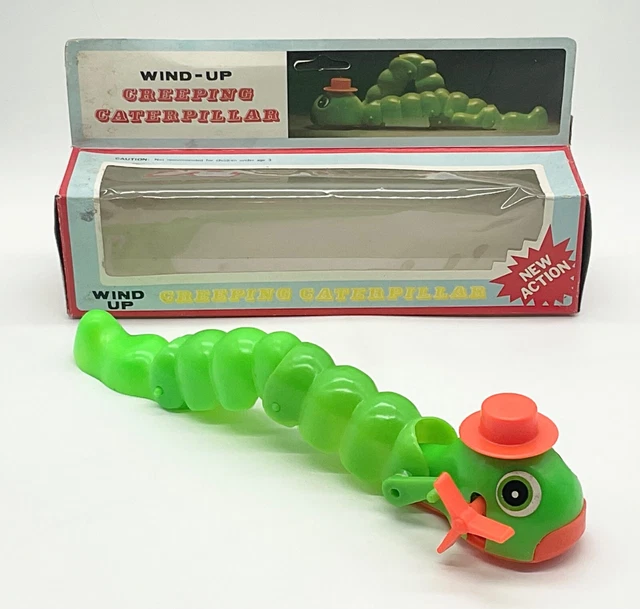VINTAGE WIND UP CREEPING Caterpillar Raupe Made In Hong Kong vintage-wind-up-creeping-caterpillar-raupe-made-in-hong-kong