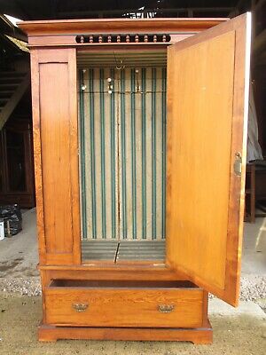 Victorian Pitch Pine Mirror Door 4 Piece Wardrobe With Drawer (ref 846) 11