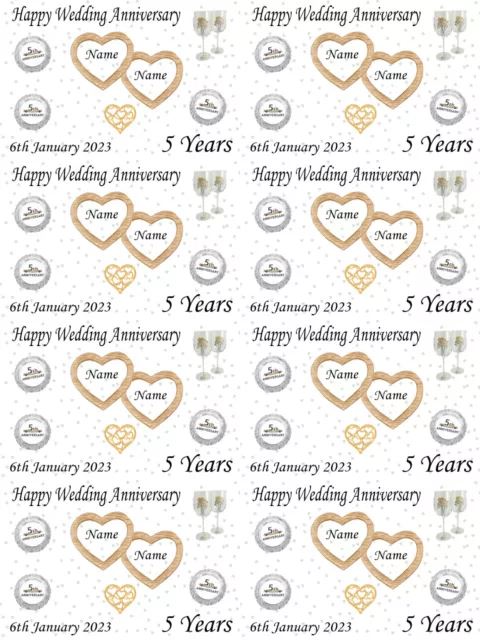 Personalised Wedding Day Silver Themed Gift Wrapping Paper ADD NAMES & DATE