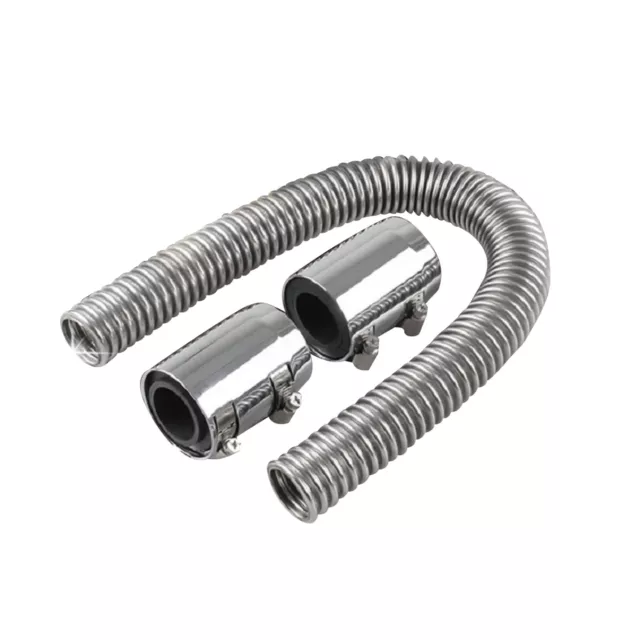 24" Durable Stainless Steel Upper or Lower Radiator Hose Kit w/ Chrome Caps