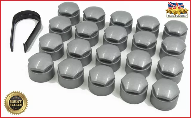 FOR AUDI WHEEL NUT COVERS ALL MODELS LOCKING BOLT CAPS 17mm ALLOY GREY NEW