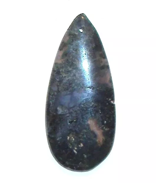 P816 Moss Agate 46mm Flat Puffed Teardrop Gemstone Pendant Focal Bead 1pc