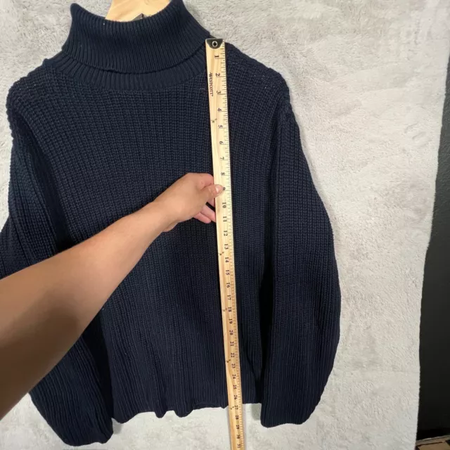 Allen Allen Knit Sweater Turtle Neck Adults S/M Navy Vintage 3