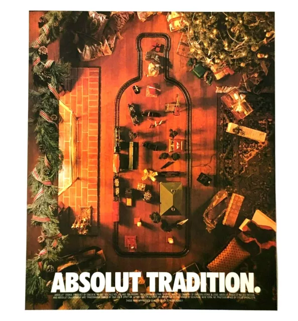 1995 Absolut Tradition Advertisement Model Toy Trains Holiday Vodka Vtg Print AD