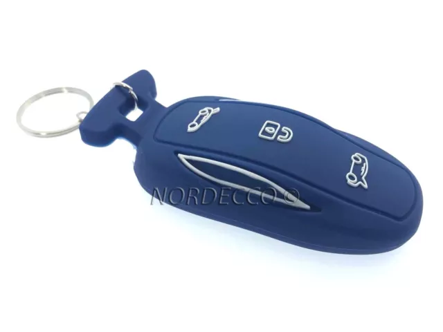 New Silicone Smart Key Fob Protector Case Cover With Keyring Tesla Model S NAVY