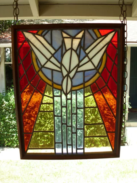 Vintage Christian Church Stained Glass Window Jesus Holy Spirit Dove We ship $$