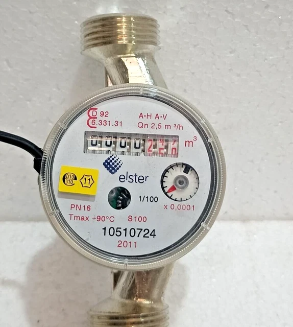 Marinfloc Elster 15037 Flussometro 3/4 1" PN 16 Tmax +90°C Nuovo Spedizione...