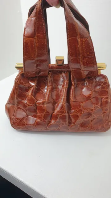 Stunning Vintage 1940s Crocodile Handbag Soft Bodied Perfect Super Design