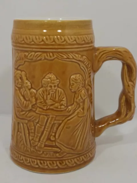 Vintage Glazed Ceramic - 5 Inch German Art Beer Mug - Stamped "A"