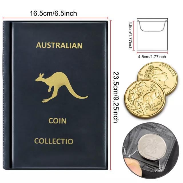 150 Coins Coin Album Australian Coin Collection Folder Book Holds Black New AU 2