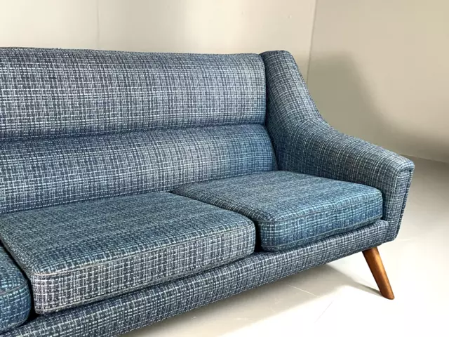 EB6350 Vintage Danish 3 Seat Sofa Blue Wool Teak Retro Mid Century Modern M3SS 3
