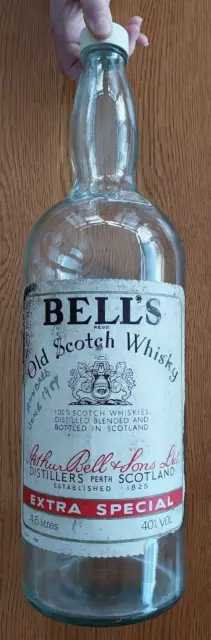 Vintage Large Bell's Extra Special Old Scotch Embossed Whisky Bottle 4.5 L