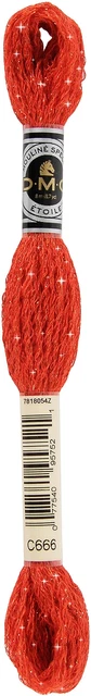 Paquete de 6 hilos bordados estrellas de 6 hebras DMC 8,7 yardas rojo brillante -617-C666