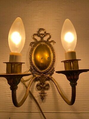 Antique French Bronze 2 Branch Wall Sconce  9 x 7 