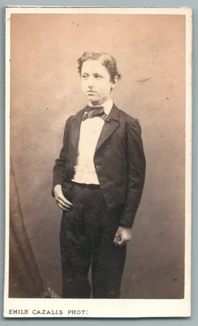 CDV Jeune garçon en costume pose pour Cazalis à Marseille Photo ancienne 1870's