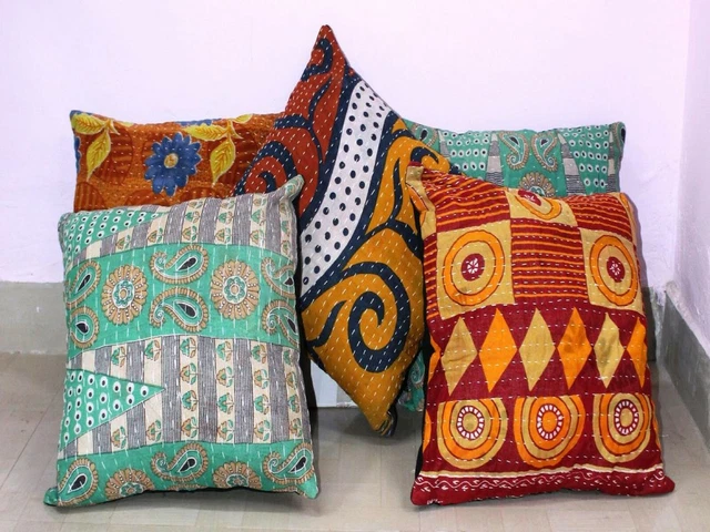 Handmade Vintage Cushion Cover Decorative Sofa Pillow Cases Kantha Pillowcase
